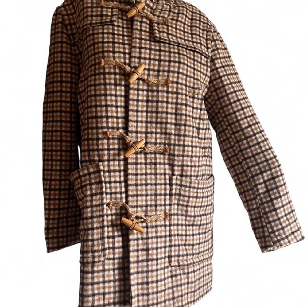 Zara checked duffle coat plaid